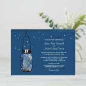 Mason Jar en Fireflies Wedding Invitations Kaart (Staand voorkant)