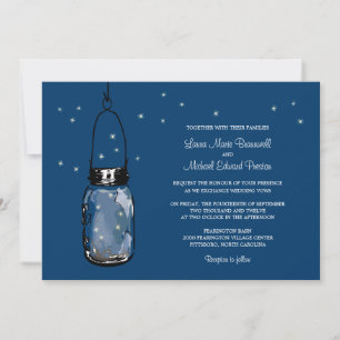 Mason Jar en Fireflies Wedding Invitations Kaart