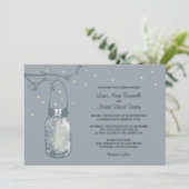 Mason Jar en Fireflies Wedding Invitations Kaart (Staand voorkant)