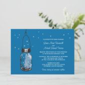 Mason Jar en Fireflies Wedding Invitations Kaart (Staand voorkant)