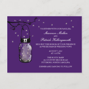 Mason Jar en Fireflies Wedding Invitations Uitnodiging Briefkaart