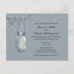 Mason Jar en Fireflies Wedding Invitations Uitnodiging Briefkaart