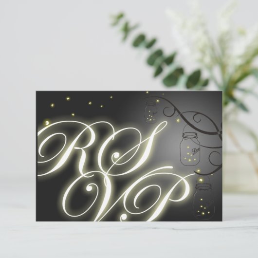 Mason Jar en Firefly RSVP - Black White (Staand voorkant)