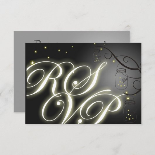 Mason Jar en Firefly RSVP - Black White (Voorkant / Achterkant)