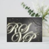 Mason Jar en Firefly RSVP - Black White Kaartje (Staand voorkant)