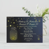Mason Jar en Firefly Wedding Invitation & details Kaart (Staand voorkant)
