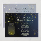 Mason Jar en Firefly Wedding Invitation & details Kaart (Voorkant / Achterkant)