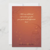 Mason Jar en Firefly Wedding Invitation Sinaasappe Kaart (Achterkant)