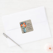 Mason Jar en Gerber Daisies Bruiloft Vierkante Sticker (Envelop)