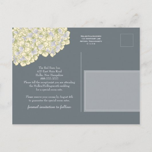 Mason Jar en Hydrangeas Bewaar de datum Aankondigingskaart (Achterkant)