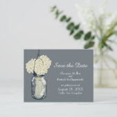 Mason Jar en Hydrangeas Bewaar de datum Aankondigingskaart (Staand voorkant)