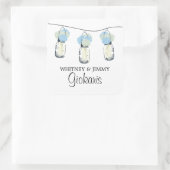 Mason Jar en Hydrangeas bruiloft Vierkante Sticker (Tas)