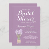 Mason Jar en Lavender Bridal Shower Invitations Kaart (Voorkant / Achterkant)