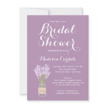 Mason Jar en Lavender Bridal Shower Invitations