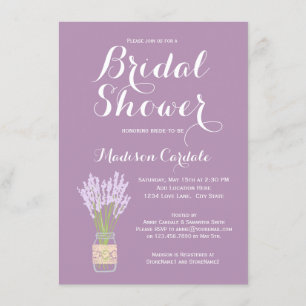Mason Jar en Lavender Bridal Shower Invitations Kaart