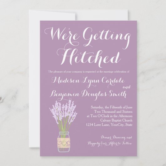 Mason Jar en Lavender Wedding Invitations Kaart (Voorkant)