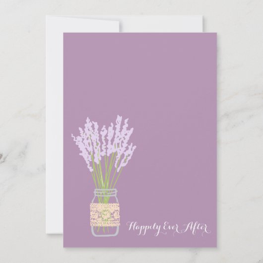 Mason Jar en Lavender Wedding Invitations Kaart (Achterkant)