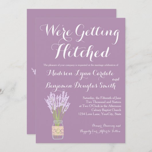 Mason Jar en Lavender Wedding Invitations Kaart (Voorkant / Achterkant)