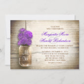 Mason jar en paarse bloemen bruiloft uitnodigingen (Voorkant)