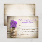 Mason jar en paarse bloemen trouw RSVP kaart (Voorkant / Achterkant)