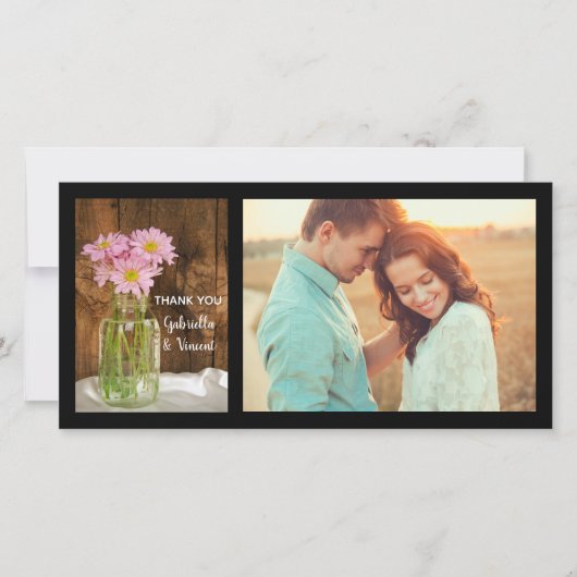 Mason Jar en Pink Daisies Barn Wedding Bedankt (Voorkant)