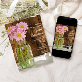 Mason Jar en Pink Daisies Quinceañera Barn Party Kaart