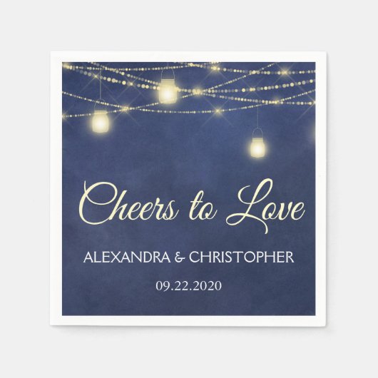 Mason Jar en String Lights Wedding Servet (Voorkant)