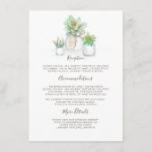 Mason Jar en Succulenten Bruiloft Informatie Gast Informatiekaartje (Voorkant)