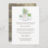 Mason Jar en Succulenten Bruiloft Informatie Gast Informatiekaartje (Voorkant / Achterkant)