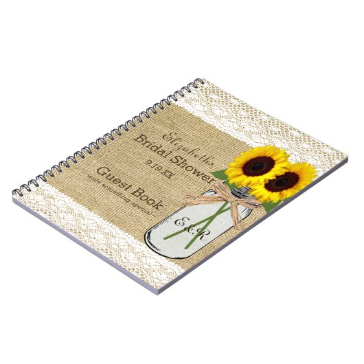 Mason Jar en Sunflower Vrijgezellenfeest Guest Boo Notitieboek (Linkerzijde)