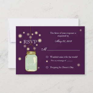 Mason Jar en vuurvliegjes Hart RSVP Uitnodiging
