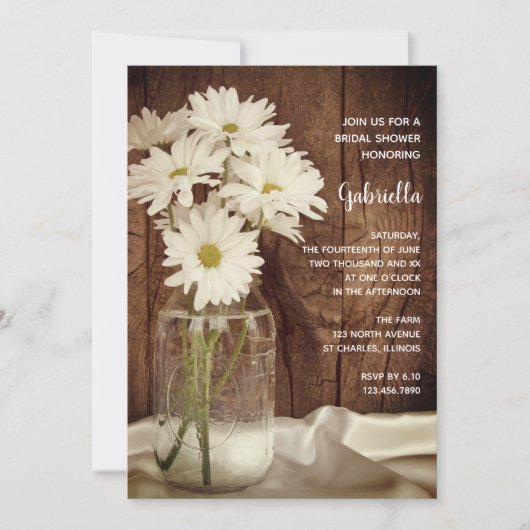 Mason Jar en White Daisies Barn Vrijgezellenfeest Kaart (Voorkant)