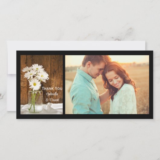 Mason Jar en White Daisies Barn Wedding Bedankt (Voorkant)