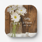 Mason Jar en White Daisies Barn Wedding Papieren Bordje (Voorkant)