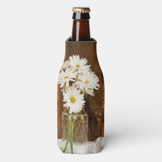 Mason Jar en White Daisies Country Barn Wedding Flesjeskoeler (Fles Voorkant)