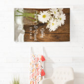 Mason Jar en White Daisies Country Barn Wedding Spandoek (Insitu)