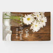 Mason Jar en White Daisies Country Barn Wedding Spandoek (Horizontaal)