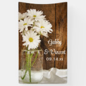 Mason Jar en White Daisies Country Barn Wedding Spandoek (Verticaal)