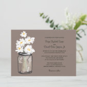 Mason Jar en White Daisies Wedding Kaart (Staand voorkant)