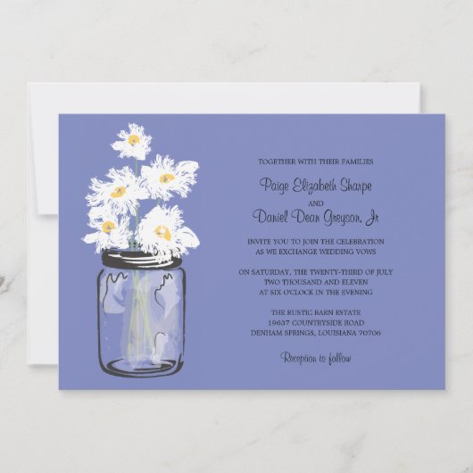 Mason Jar en White Daisies Wedding Kaart (Voorkant)