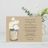 Mason Jar en White Daisies Wedding Kaart (Staand voorkant)