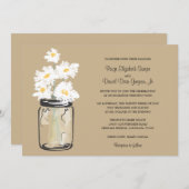 Mason Jar en White Daisies Wedding Kaart (Voorkant / Achterkant)