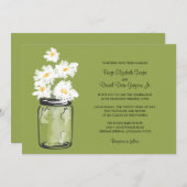 Mason Jar en White Daisies Wedding Kaart (Voorkant / Achterkant)