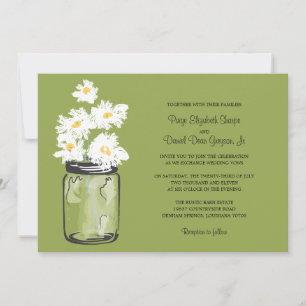 Mason Jar en White Daisies Wedding Kaart