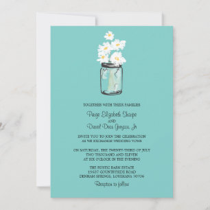 Mason Jar en White Daisies Wedding Kaart