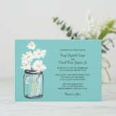 Mason Jar en White Daisies Wedding Kaart (Staand voorkant)