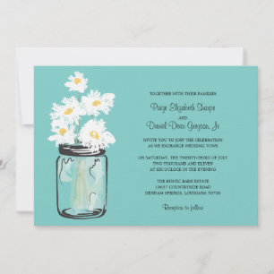 Mason Jar en White Daisies Wedding Kaart