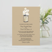 Mason Jar en White Daisies Wedding Kaart (Staand voorkant)