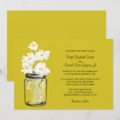 Mason Jar en White Daisies Wedding Kaart (Voorkant / Achterkant)
