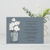 Mason Jar en White Daisies Wedding Kaart (Staand voorkant)